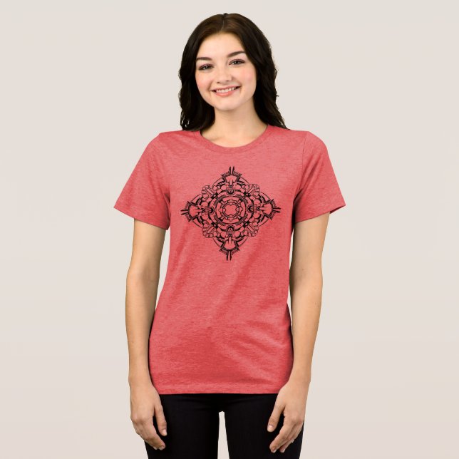 Mandala 2 Black Tri-Blend Shirt (Vorderseite voll)