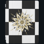 Mandala 2c iPad hülle<br><div class="desc">Eleganter,  moderner Schwarz-Weiß-Quadrat-Hintergrund mit goldenem Schwarz-Weiß-Kreis Mandala-Design.</div>