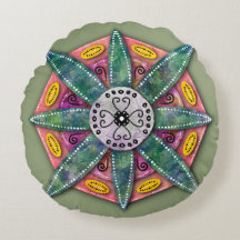 Mandala 8 grüne Blütenblätter auf roten Blume