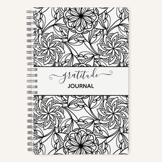 Mandala Abstrakt Adult Coloring White Black Notizbuch (Vorderseite)