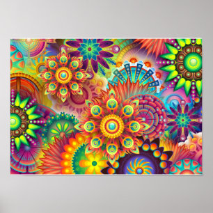 Mandala Abstrakt Spiritual Psychedelic Trippy Poster
