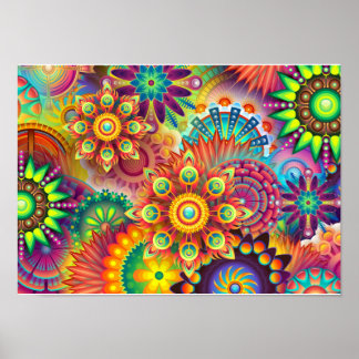 Mandala Abstrakt Spiritual Psychedelic Trippy Poster