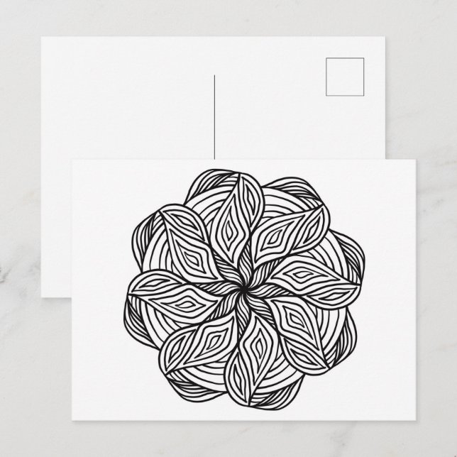 Mandala Abstrakte Schwarz-weiße Minimalfärbung Postkarte (Vorne/Hinten)