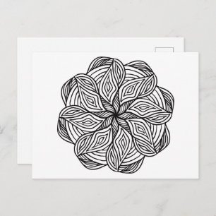 Mandala Abstrakte Schwarz-weiße Minimalfärbung Postkarte