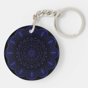 Mandala-Acryl-Schlüsselanhänger Schwarz und Lila Schlüsselanhänger
