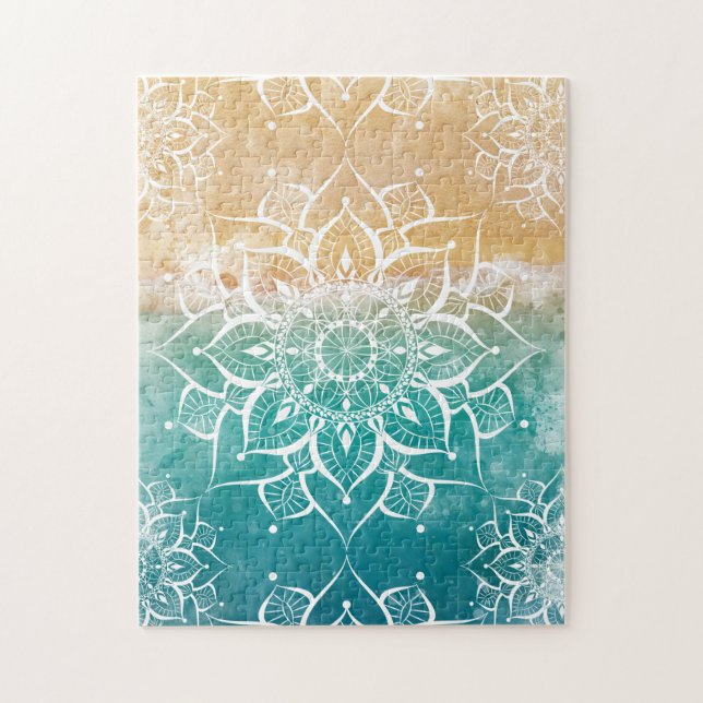 Mandala Aqua Beach Ocean Yoga Zen Puzzle (Vertikal)