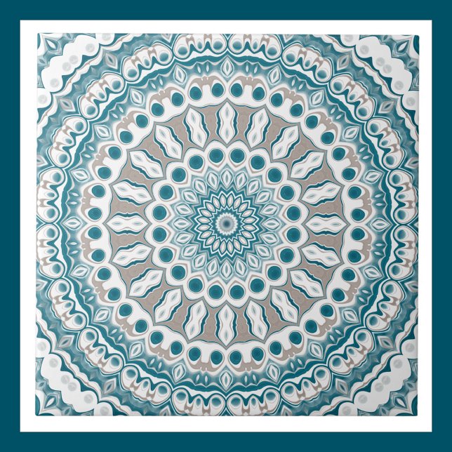 Mandala, Aquamarin an der Küste und Sand Ocean Ins Fliese (Von Creator hochgeladen)