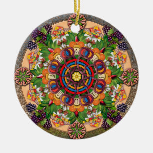Mandala-armenische Trauben-Verzierung Keramikornament