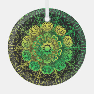 Mandala Art: Grüngelbe Details. Ornament Aus Glas