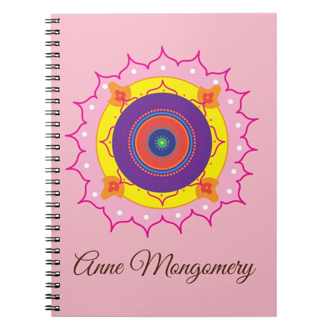 Mandala Art , Individuelle Name Spiral Notebook Notizblock (Vorderseite)