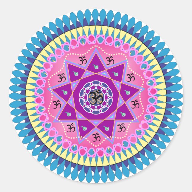 Mandala Art Runder Aufkleber (Vorderseite)