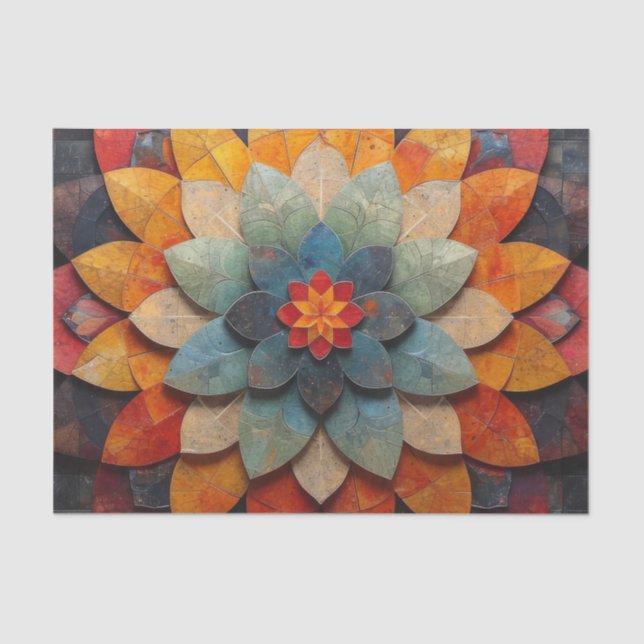 Mandala Art Textured Blume Seidenpapier (Vorderseite)