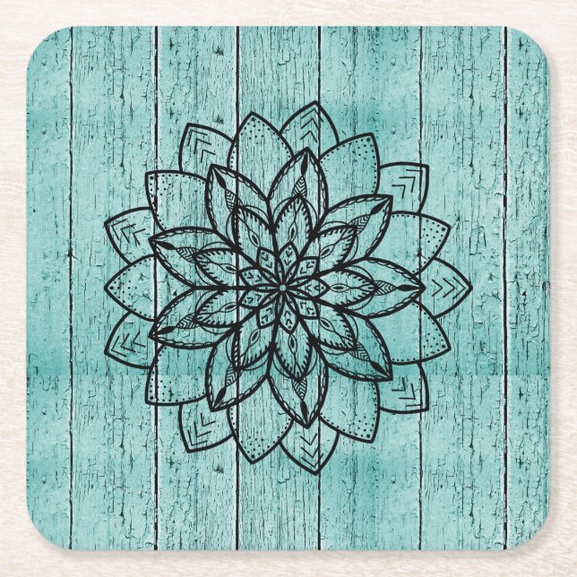 Mandala auf Blauholz Rechteckiger Pappuntersetzer (Vorderseite)