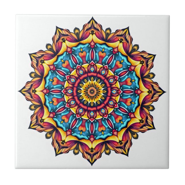 Mandala auf weiß fliese (Vorderseite)