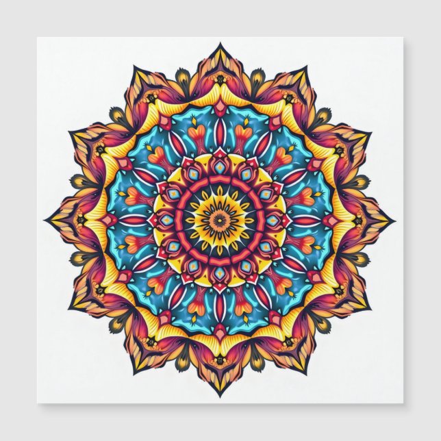 Mandala auf weiß magnetkarte (Vorderseite)