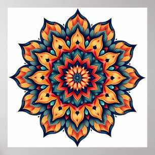 Mandala auf weiß poster