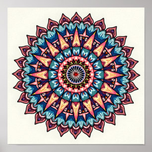 Mandala auf weiß poster