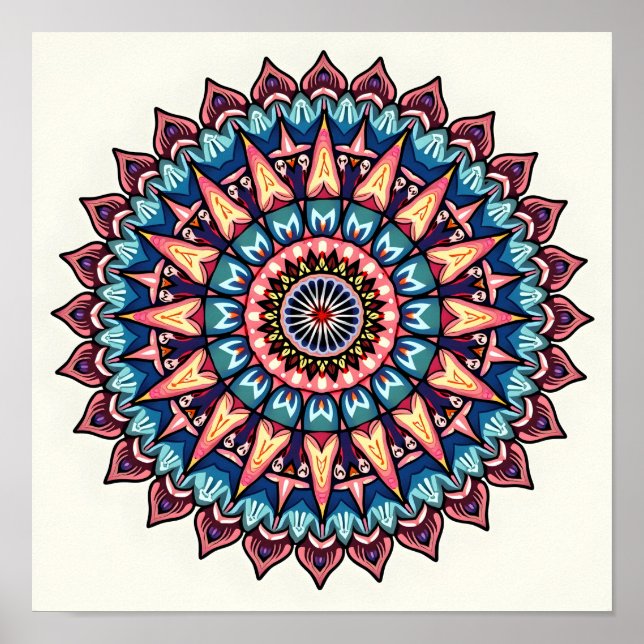 Mandala auf weiß poster (Vorne)