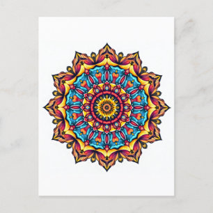Mandala auf weiß postkarte