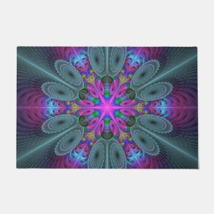 Mandala aus der Mitte Farbige Fraktalkunst mit Ros Fußmatte