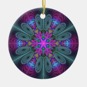 Mandala aus der Mitte Farbige Fraktalkunst mit Ros Keramik Ornament