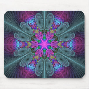 Mandala aus der Mitte Farbige Fraktalkunst mit Ros Mousepad