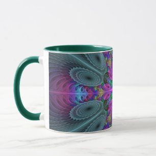 Mandala aus der Mitte Farbige Fraktalkunst mit Ros Tasse