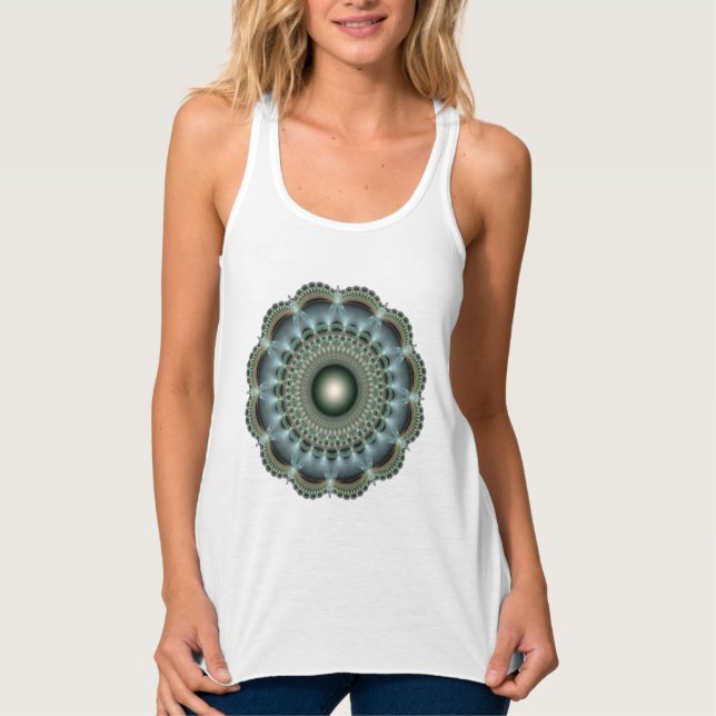 Mandala aus glänzendem Fraktal Tank Top (Vorderseite)