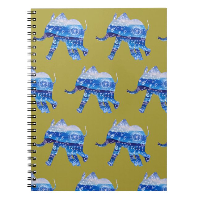 Mandala Baby Elephant Illustration Notebook Notizblock (Vorderseite)