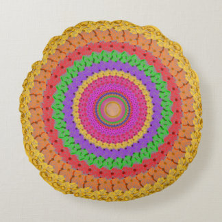 Mandala Ball, gelb Crochet Style - Round Pillow Rundes Kissen