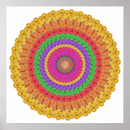 Mandala Ball orange-gelb grün - Poster