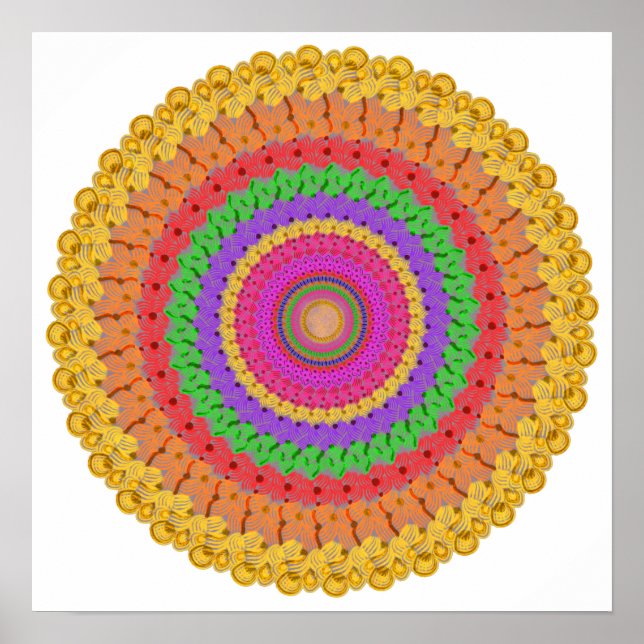 Mandala Ball orange-gelb grün - Poster (Vorne)