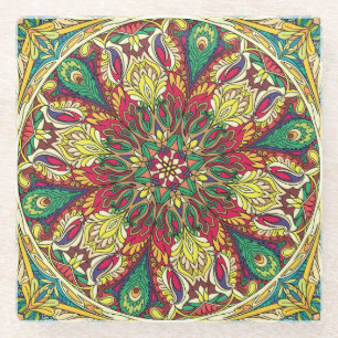 Mandala-Bandana: Vintage nahtloses Design. Glasuntersetzer