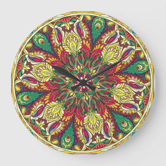 Mandala-Bandana: Vintage nahtloses Design. Große Wanduhr