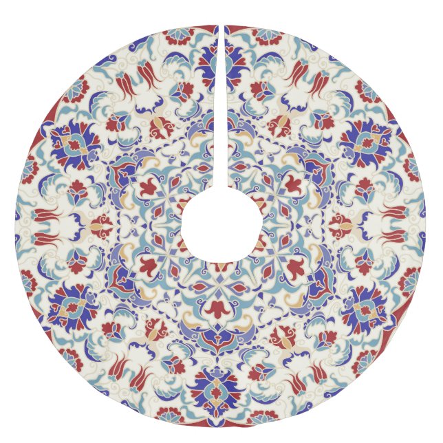 Mandala Beauty: Farbenfrohe Kulturmosaik Polyester Weihnachtsbaumdecke (Vorderseite)