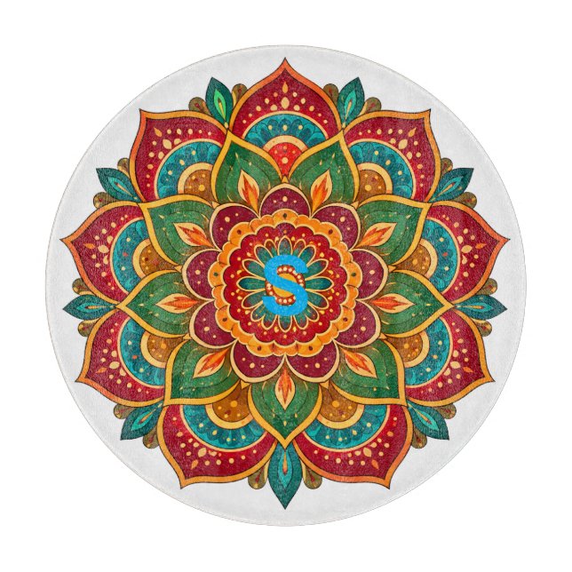 Mandala Benutzerdefinierte Initiale Schneidebrett (Vorderseite)