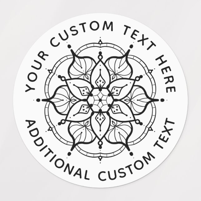 Mandala Black and White label Etiketten (Design 1)