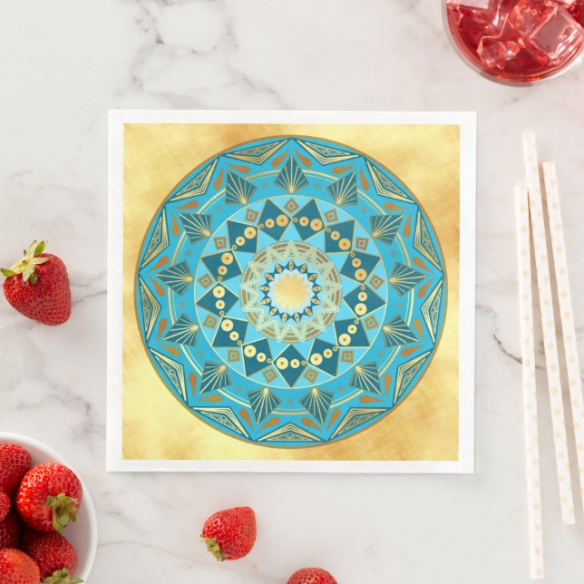 Mandala blau auf weichem Goldhintergrund Serviette (Beispiel)