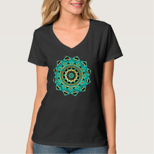 Mandala blau gold schwarz T-Shirt