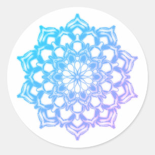 Mandala-Blaublüte-Aufkleber Runder Aufkleber