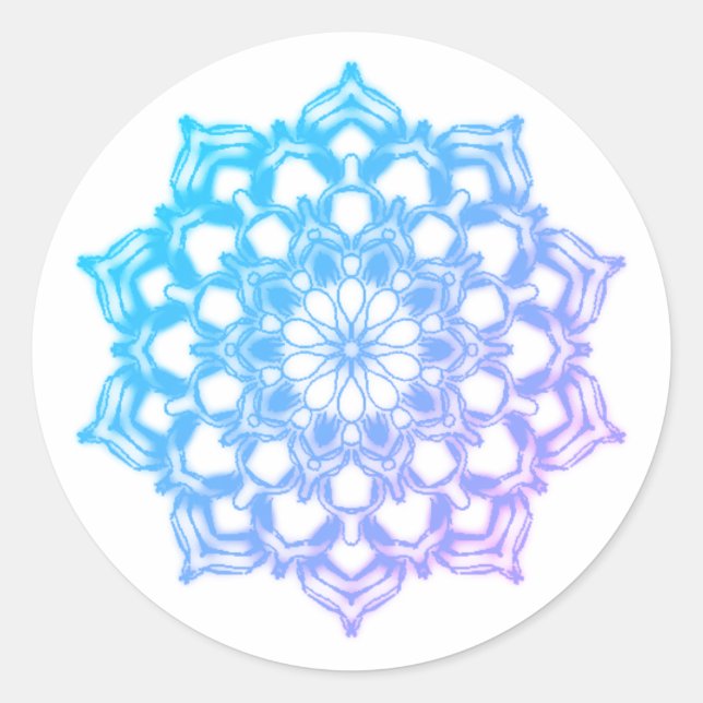 Mandala-Blaublüte-Aufkleber Runder Aufkleber (Vorderseite)
