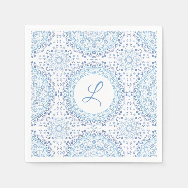 Mandala Blaues Papiertaschentuch Serviette (Vorderseite)