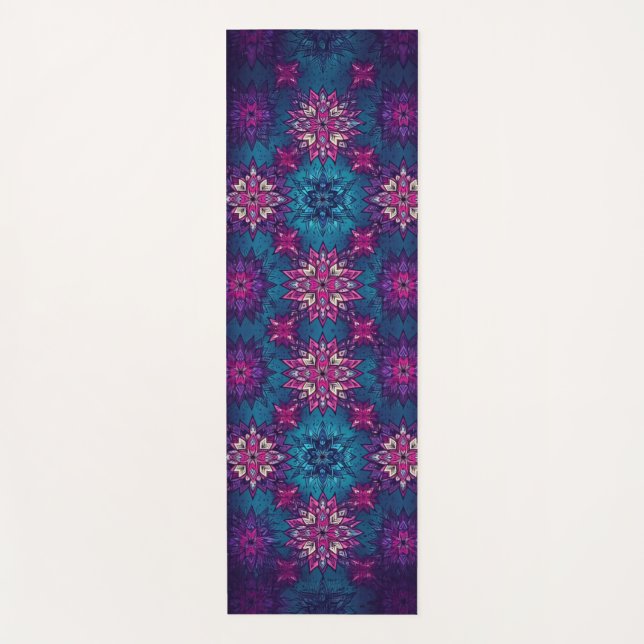 Mandala Bloom-Yogamatte – Lebendiges Blumenmuster Yogamatte (Vorderseite)