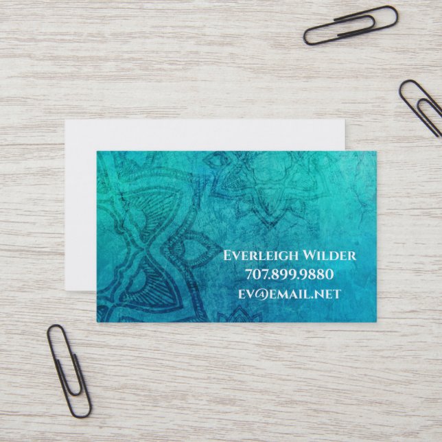 Mandala Blue Business Cards Visitenkarte (Vorderseite/Rückseite Beispiel)