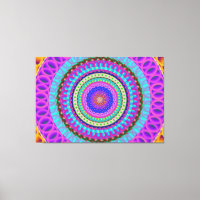 Mandala Blue Circles Stretched Canvas Print