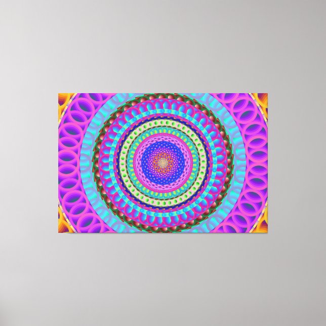 Mandala Blue Circles Stretched Canvas Print Leinwanddruck (Vorderseite)