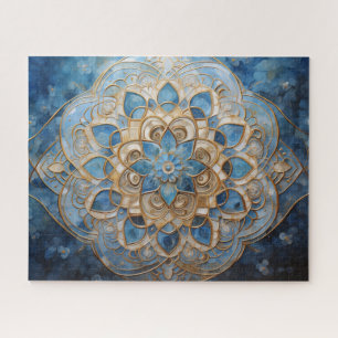 Mandala Blue Gold Puzzle