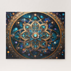 Mandala Blue Gold Puzzle