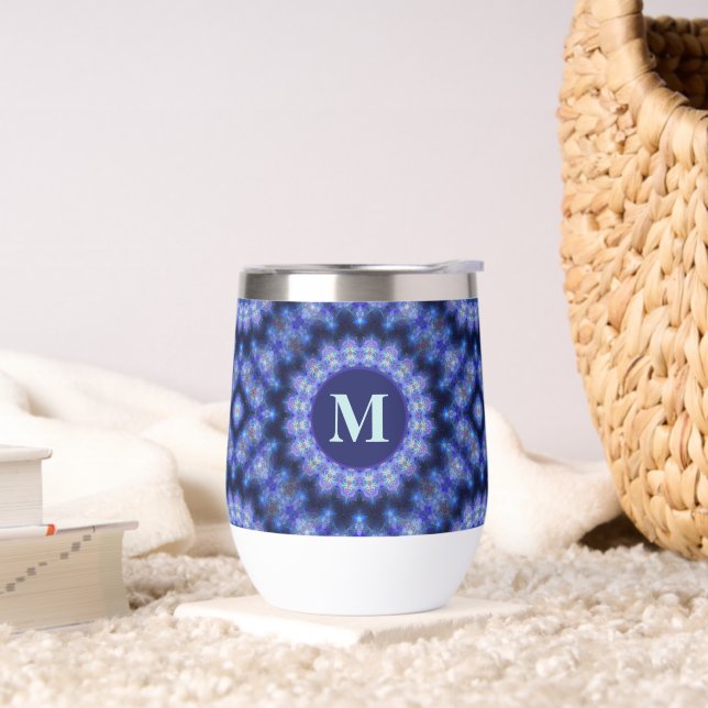 Mandala Blue Lila Pattern Monogram (Wohnzimmer)