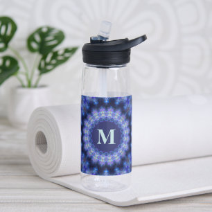 Mandala Blue Lila Pattern Monogram Trinkflasche